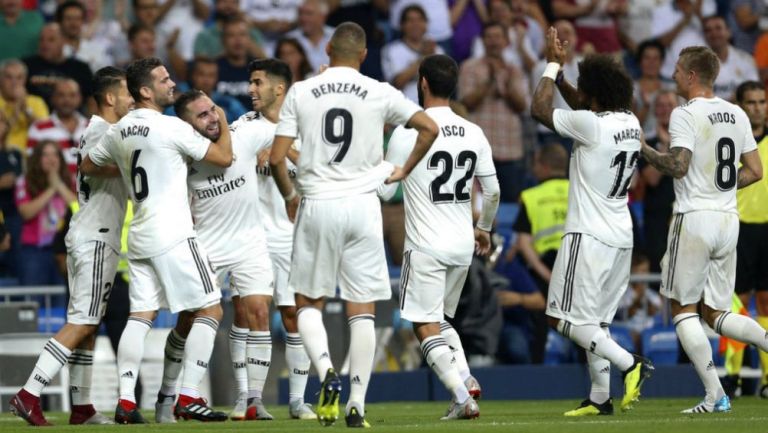 Real Madrid celebran gol de Carvajal