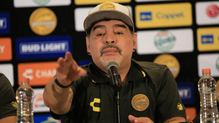 Armando Maradona, durante su presentación con Dorados