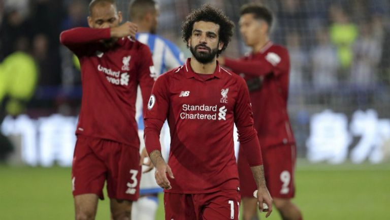 Mohamed Salah festeja su gol contra el Huddersfield Town