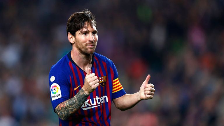 Messi en un partido con el Barcelona 