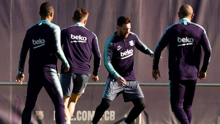 Messi, durante entrenamiento del Barcelona 