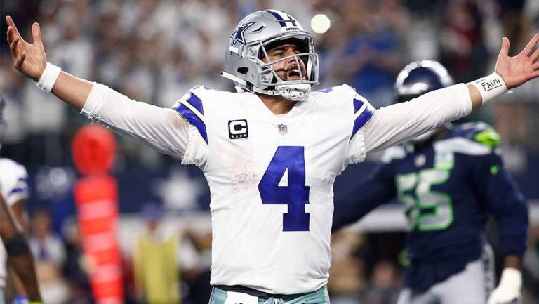 Prescott celebrando un TD de Cowboys 