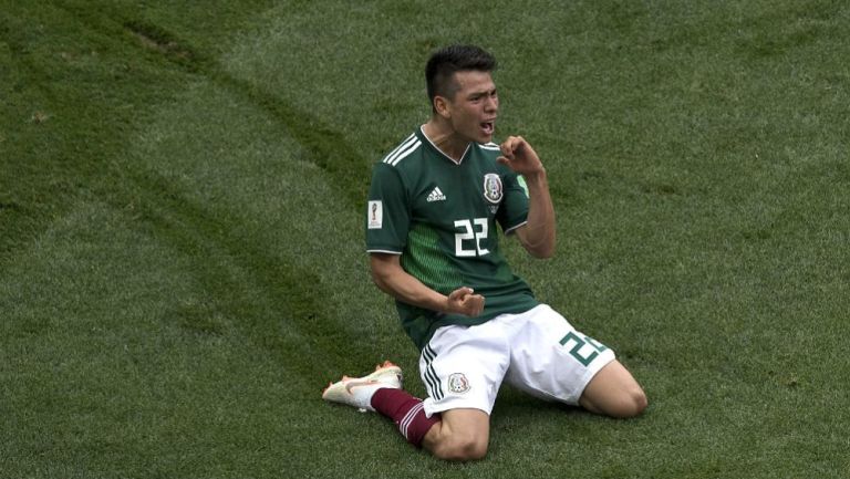 Lozano festeja su gol contra Alemania en el Mundial de Rusia 2018