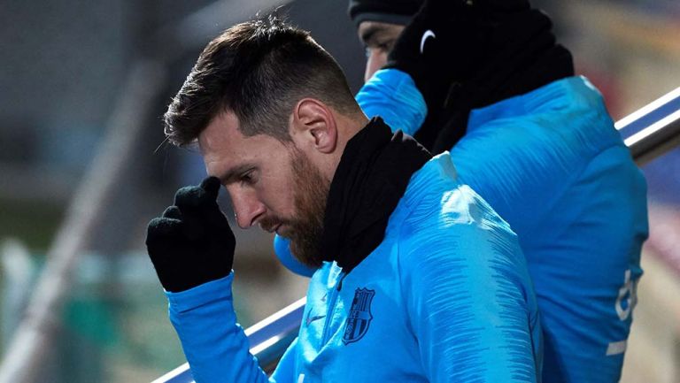 Messi, cabizbajo en práctica del Barcelona