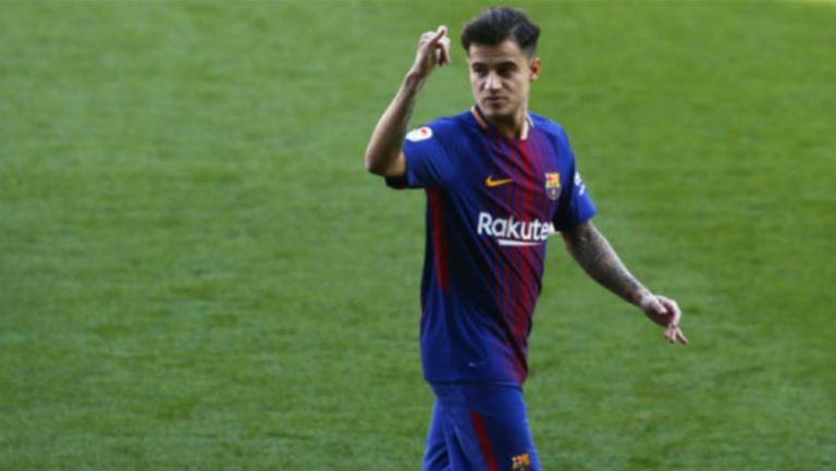 Coutinho festeja en un juego con el Barcelona 