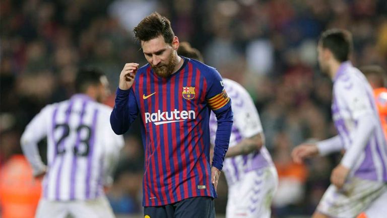 Messi después de fallar un penalti ante el Valladolid 