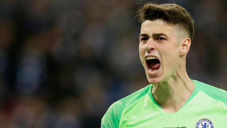 Kepa Arrizabalaga grita en partido con el Chelsea