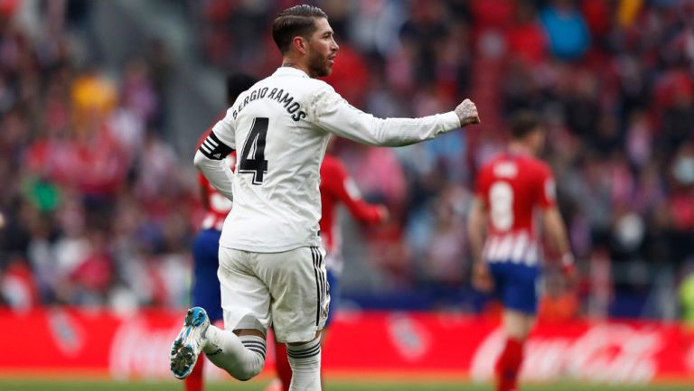 Ramos, tras una anotación frente al Atlético de Madrid 