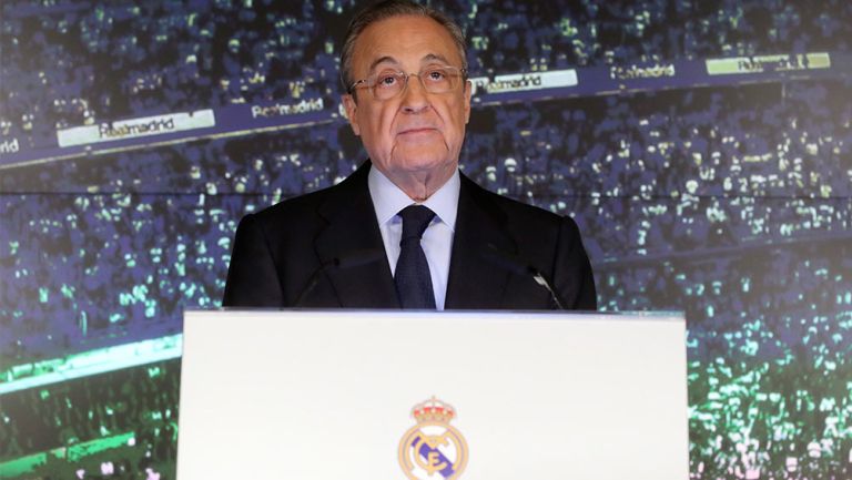 Florentino Pérez durante la presentación de Zidane 