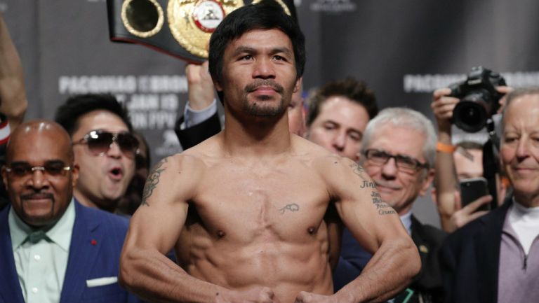 Manny Pacquiao durante una ceremonia de pesaje 