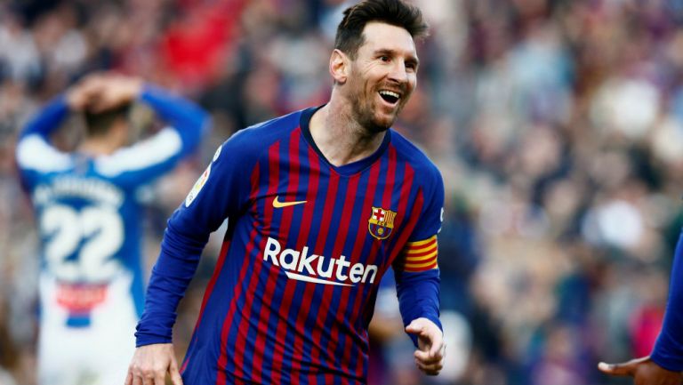 Lionel Messi celebra una anotación frente al RCD Espanyol 