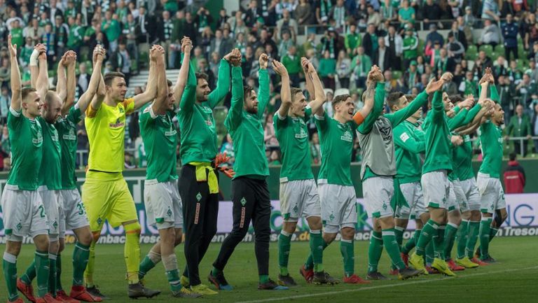 Los jugadores del Werder Bremen festejan una victoria