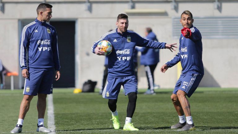 Messi, durante un entrenamiento con Argentina 