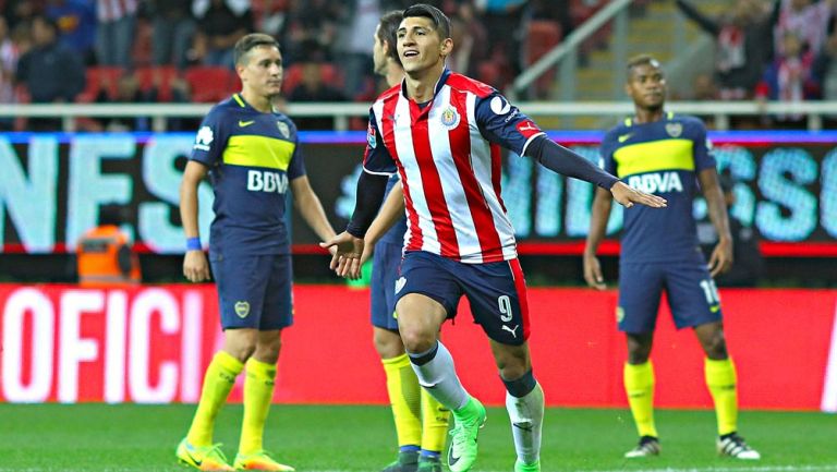 Pulido celebra un gol ante Boca Jrs en el Akron 