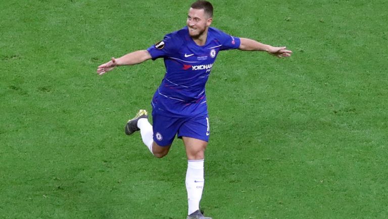 Eden Hazard celebra un tanto en la Final de la Europa League