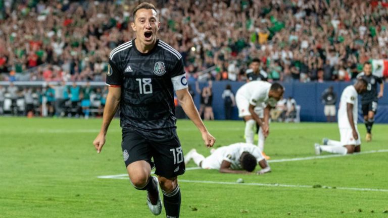 Guardo, en festejo de gol en Copa Oro