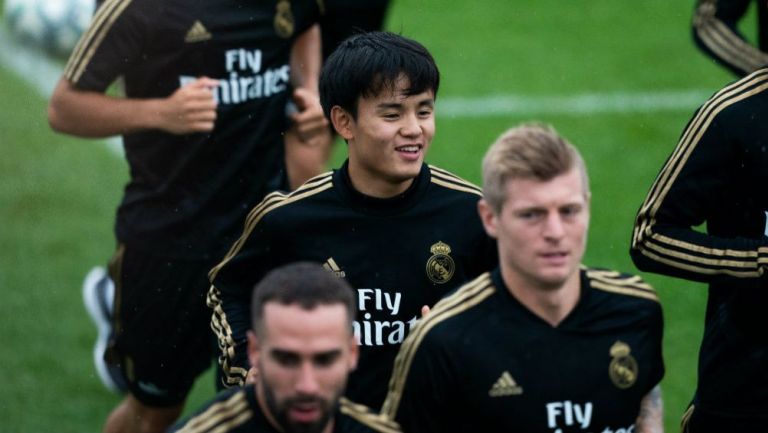 Kubo, en un entrenamiento de pretemporada del Real Madrid