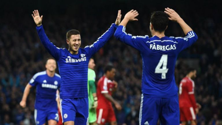 Eden Hazard y Cesc Fàbregas, celebran anotación