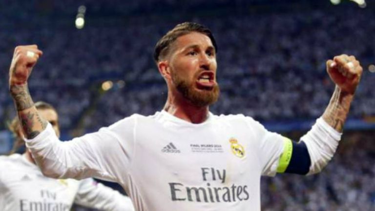 Sergio Ramos celebra un gol con el Real Madrid 