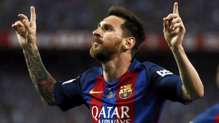 Lionel Messi celebra un gol con el Barcelona