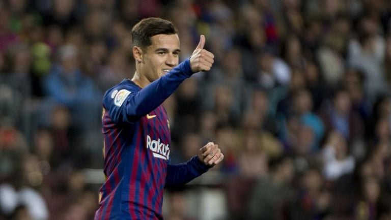 Coutinho durante un partido con Barcelona