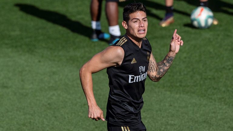 JAmes Rodríguez, en entrenamiento con el Real Madrid 