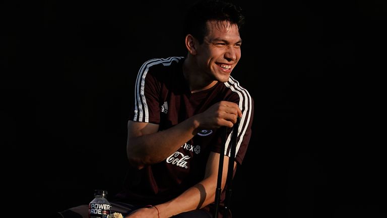 Chucky Lozano, durante un entrenamiento con la Selección Mexicana