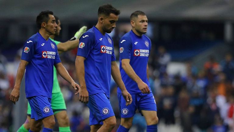 Jugadores de Cruz Azul en el partido vs San Luis