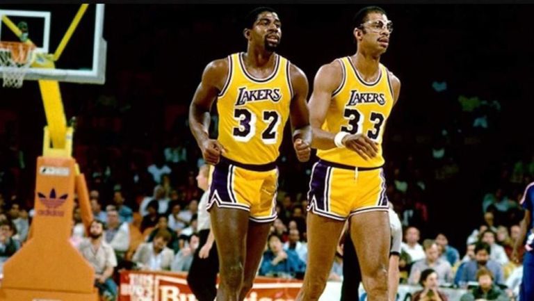  Magic Johnson, Kareem Abdul-Jabbar con los Lakers