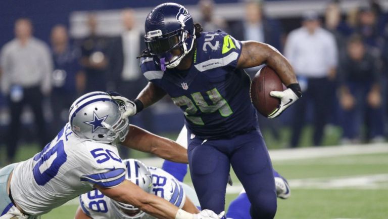 Marshawn Lynch en acción con Seattle Seahawks