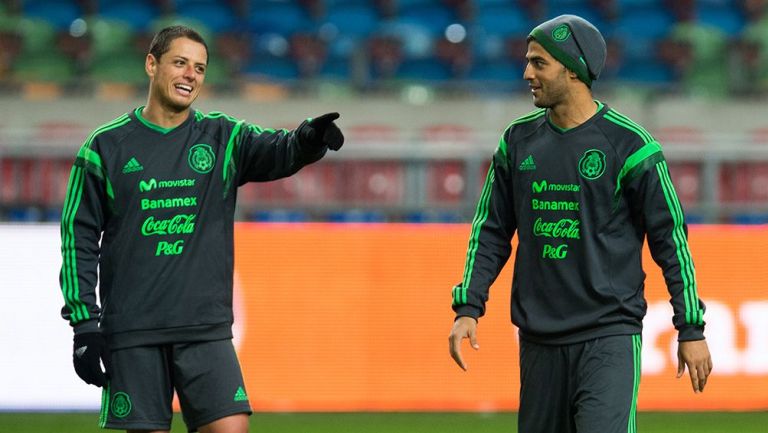 Chicharito Hernández y Carlos Vela con el Tri