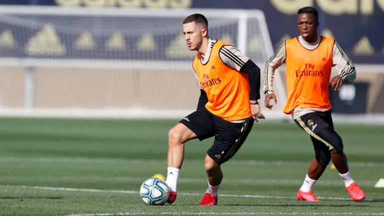 Eden Hazard durante un entrenamiento del Real Madrid