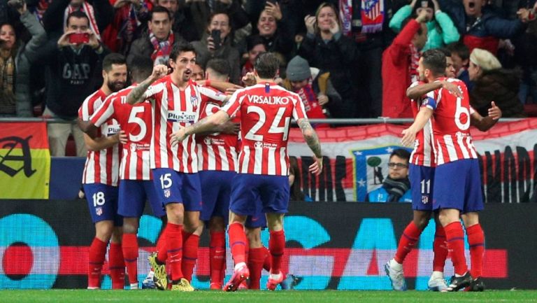 Jugadores del Atlético de Madrid celebrando un gol