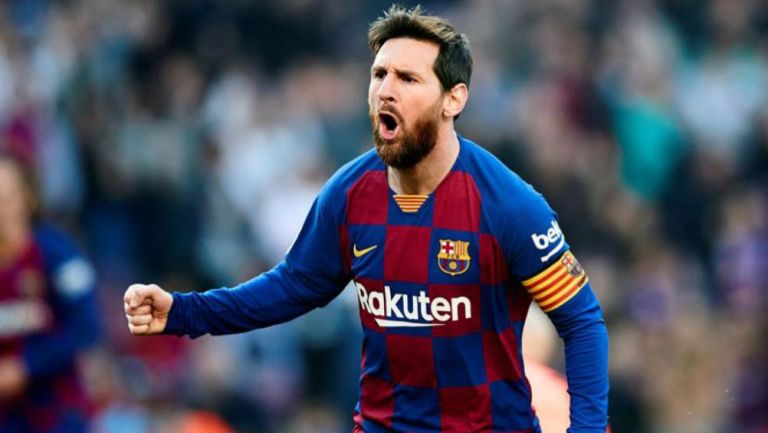 Messi, en festejo con Barcelona
