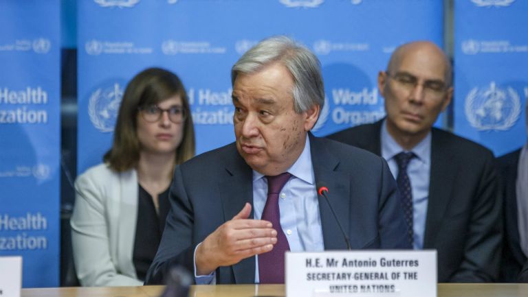 Antonio Guterres hablando de coronavirus en el World Health Organization (WHO) 