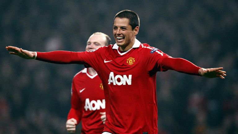 Javier Hernández en su paso por el Manchester United