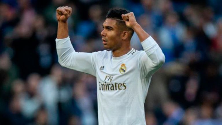 Casemiro festeja un gol con el Real Madrid