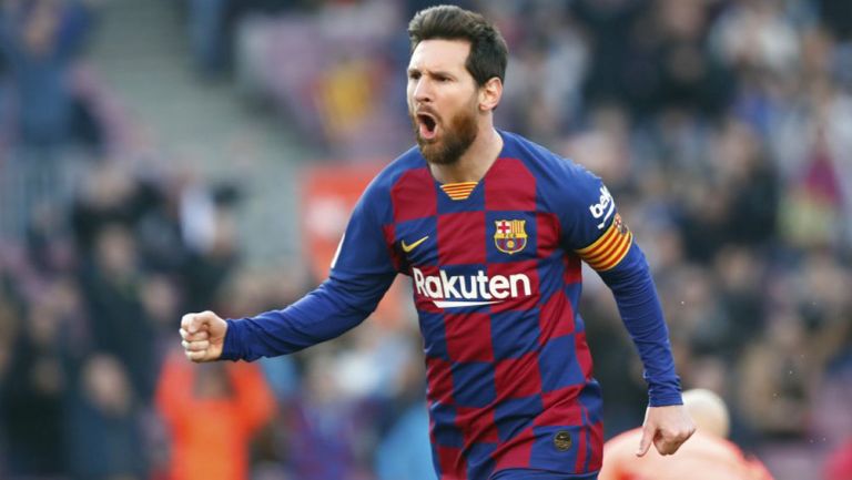 Lionel Messi celebra una anotación con Barcelona 