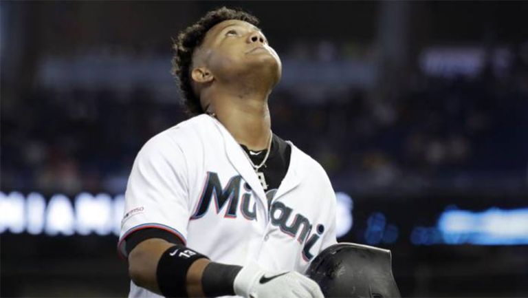  Starlin Castro, de Marlins, durante un partido 