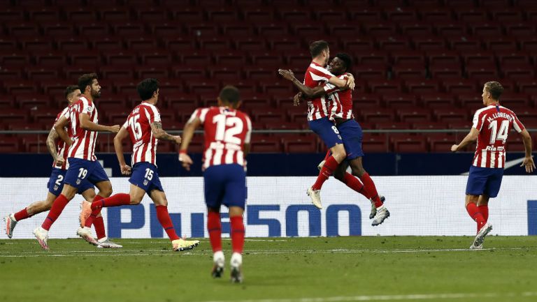 Atlético de Madrid en festejo de gol