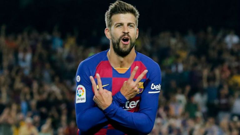 Piqué en celebración de gol