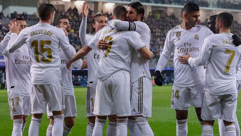 Jugadores del Real Madrid festejan un gol en LaLiga 