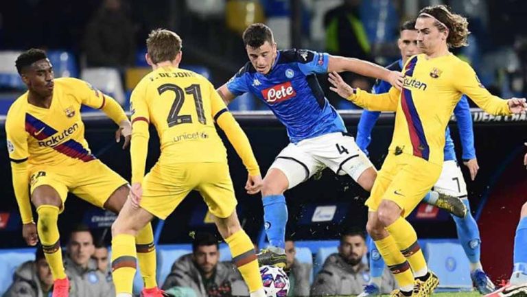 Diego Demme, durante el partido ante Barcelona