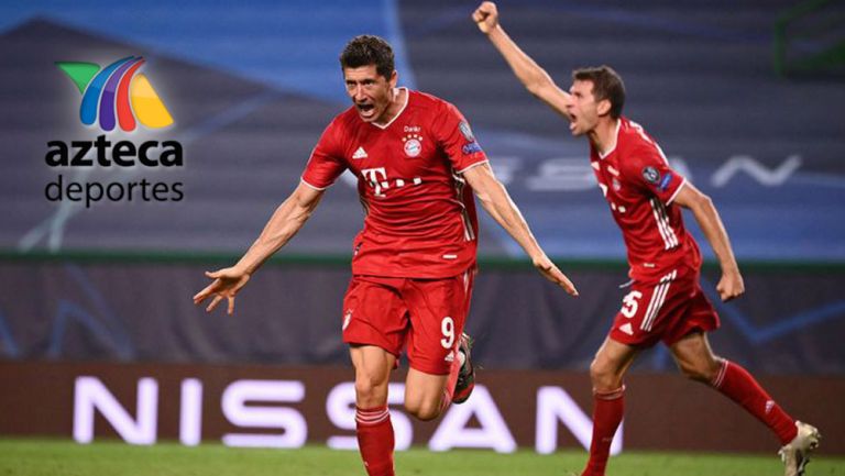 Lewandowski festeja uno de sus goles en la Champions 2019-2020