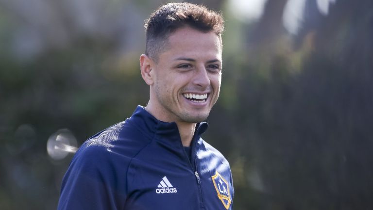 Javier Hernández durante un entrenamiento con Galaxy