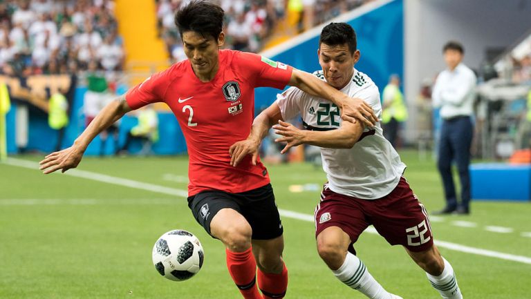 Chucky Lozano en el duelo ante Corea del Sur en Rusia 2018 