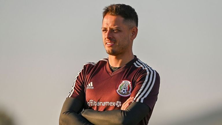 Javier Hernández en una convocatoria con  la Selección