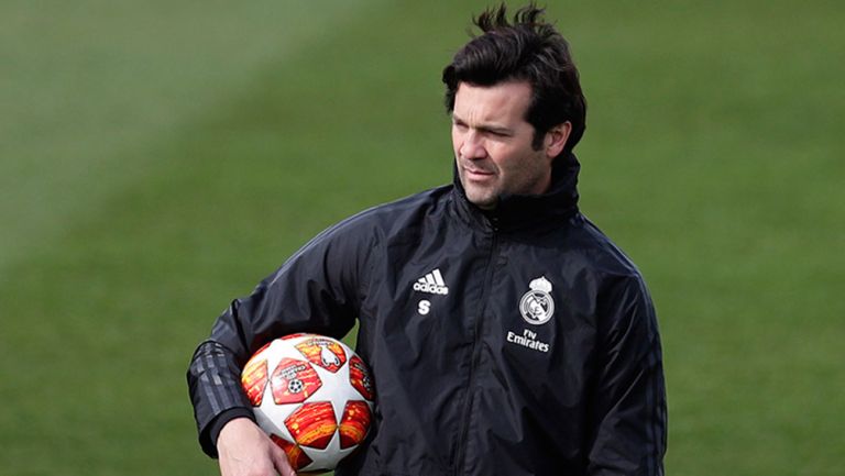 Solari, durante un entrenamiento del Real Madrid