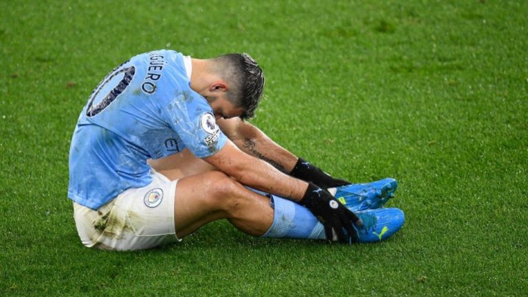 Sergio Agüero en un partido del Manchester City