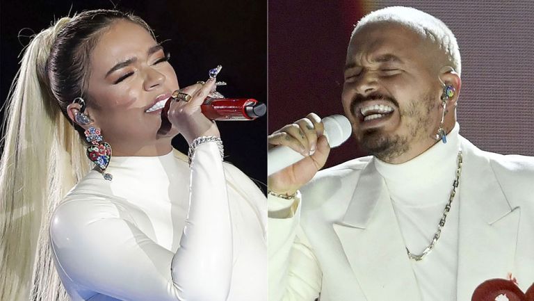 Karol G, a la izquierda, y J Balvin